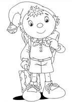 coloriage oui oui avec son cartable et sa valise